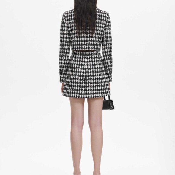 The Self-Portrait tailored blazer mini dress black and white Size 4 - Picture 2 of 4